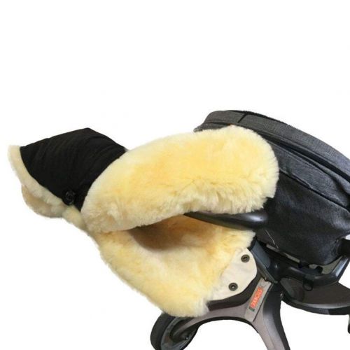  Funlife Waterproof 100% Australia Anti-Bacterial Lambskin Universal Stroller Footmuff Included Extra Thick Sheepskin Gloves Anti-Freeze Stroller Handmuff,Coffee