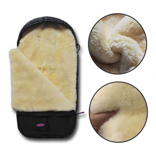  Funlife Waterproof 100% Australia Anti-Bacterial Lambskin Universal Stroller Footmuff Included Extra Thick Sheepskin Gloves Anti-Freeze Stroller Handmuff,Coffee