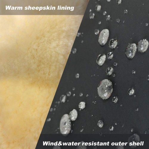  Funlife Waterproof 100% Australia Anti-Bacterial Lambskin Universal Stroller Footmuff Included Extra Thick Sheepskin Gloves Anti-Freeze Stroller Handmuff,Coffee