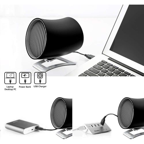  [아마존베스트]Funme Portable USB Fan Double Blade Mini Table Fan Small Personal Fan Desktop Fan for Home, Office, Travel, Dorm, Outdoor (Black)