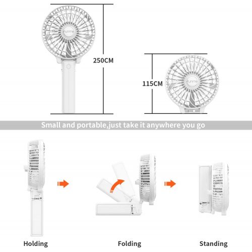  [아마존베스트]FUNME Mini Handheld Fan with Rechargeable Battery Quiet USB Fan, 3 Speeds Personal Portable Foldable Small Fan for Office Travel, Home, Outdoors, white, 98FM16FN