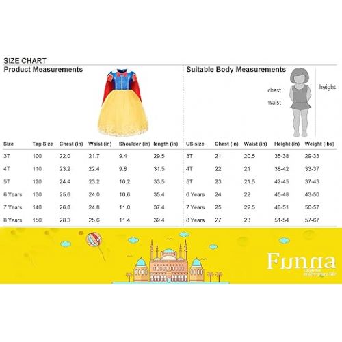  Funna Costume Princess Dress for Toddler Girls with Accessories