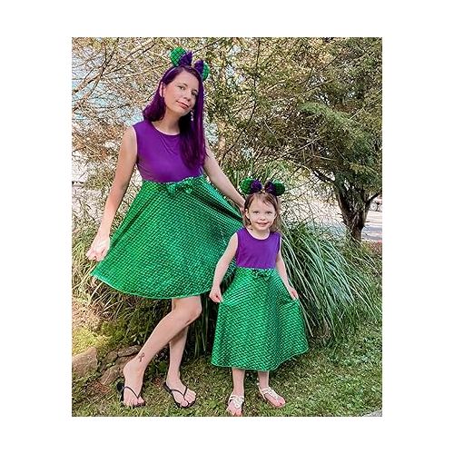  Funna Mermaid Costume for Girls Mommy and Me Princess Dress with Ears Headband