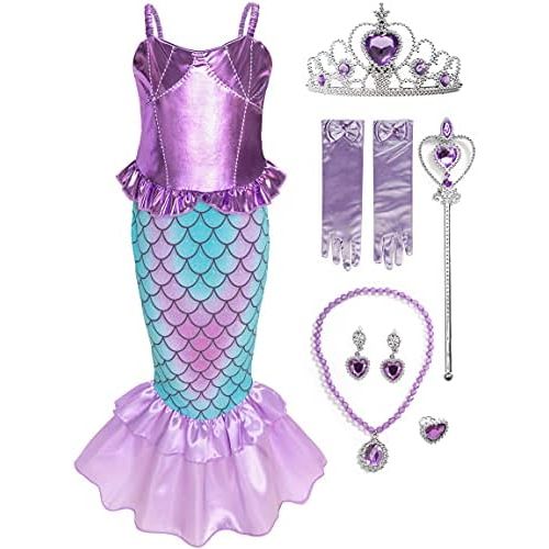  Funna Girls Mermaid Costume Princess Dress Up with Accessories