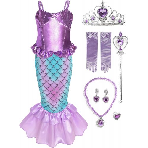  Funna Girls Mermaid Costume Princess Dress Up with Accessories