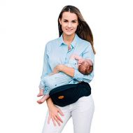 Funni Bunni Baby Hip Seat Carrier for Infant and Toddler, Ergonomic Lightweight Padded Waist Belt with Portable Stool, Adjustable Buckle Strap and Mesh Pocket (Dark Blue)