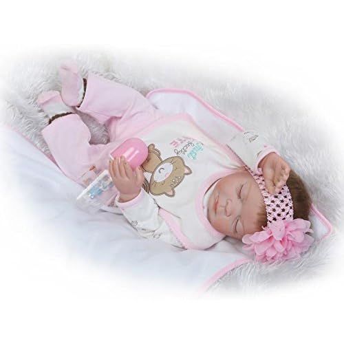  Funny House 2017 New 22 55cm Full Vinyl Silicone Body Lifelike Reborn Baby Doll Realistic Soft Newborn Dolls Girl Magnet Pacifier