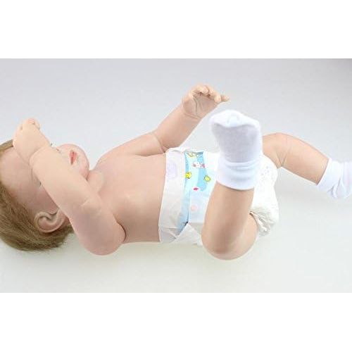  Funny House 2017 New 22 55cm Full Vinyl Silicone Body Lifelike Reborn Baby Doll Realistic Soft Newborn Dolls Girl Magnet Pacifier