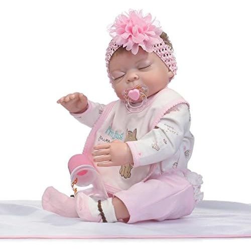  Funny House 2017 New 22 55cm Full Vinyl Silicone Body Lifelike Reborn Baby Doll Realistic Soft Newborn Dolls Girl Magnet Pacifier