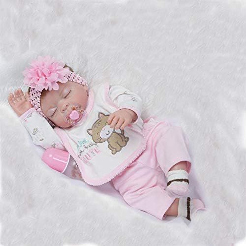  Funny House 2017 New 22 55cm Full Vinyl Silicone Body Lifelike Reborn Baby Doll Realistic Soft Newborn Dolls Girl Magnet Pacifier