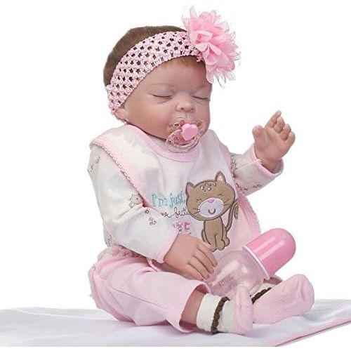  Funny House 2017 New 22 55cm Full Vinyl Silicone Body Lifelike Reborn Baby Doll Realistic Soft Newborn Dolls Girl Magnet Pacifier