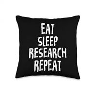 Funny Science shirts for proud nerds, Science teac Science shirts Eat Sleep Research Tees School Men Women Kids Throw Pillow, 16x16, Multicolor