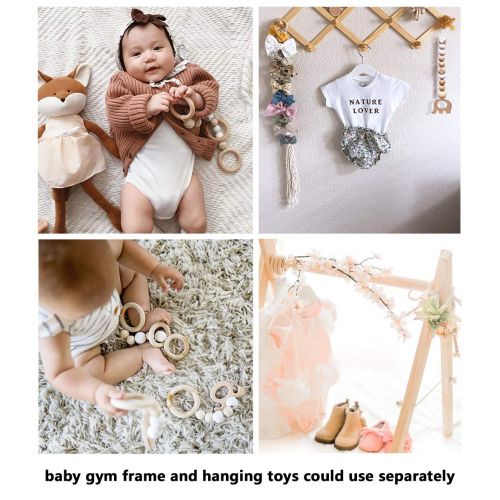  Funny Supply funny supply Wood Play Gym with 3 Gym Toys Foldable Baby Play Gym Frame Activity Center Hanging Bar Newborn Gift