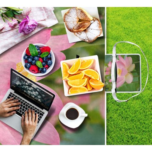  FunnyCustom Picnic Blanket Love Birds Kissing with Sunset Outdoor Blanket Portable Moisture Proof Picnic Mat for Beach Camping