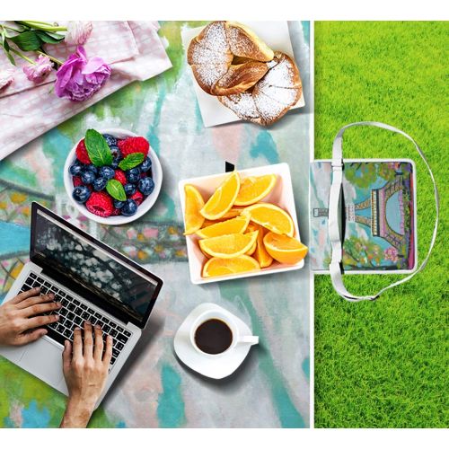  FunnyCustom Picnic Blanket Eiffel Tower Sunset Outdoor Blanket Portable Moisture Proof Picnic Mat for Beach Camping