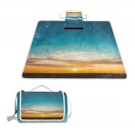 FunnyCustom Picnic Blanket Natural Sunset Sunrise Outdoor Blanket Portable Moisture Proof Picnic Mat for Beach Camping