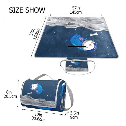  FunnyCustom Picnic Blanket Outer Space and Planets Set Outdoor Blanket Portable Moisture Proof Picnic Mat for Beach Camping