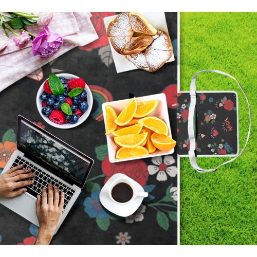  FunnyCustom Picnic Blanket Rug Dog and Puppy Set Outdoor Blanket Portable Moisture Proof Picnic Mat for Beach Camping