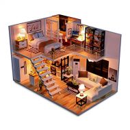 FunnyToday365 Miniature Elegant House Model Dollhouse Diy Wooden Dolls House With Led Light Furniture Kits Gift Birthday Christmas Gift