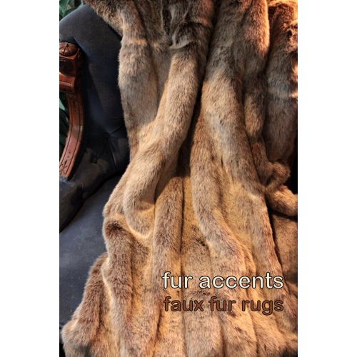  Fur Accents Faux Fur Throw Blanket Tan Frosted Ribbed Mink Fox Faux Fur 60x70