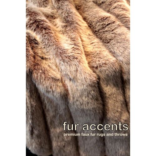  Fur Accents Faux Fur Throw Blanket Tan Frosted Ribbed Mink Fox Faux Fur 60x70
