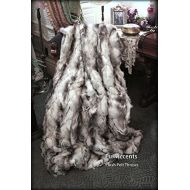 Fur Accents Throw Blanket  Gray Rabbit  Minky Cuddle Fur Lining  Gray Black and White Faux Fur 5x6