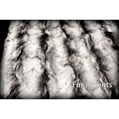  Fur Accents Throw Blanket  Gray Rabbit  Minky Cuddle Fur Lining  Gray Black and White Faux Fur 5x6