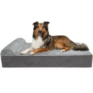 FurHaven Pet Dog Bed | Orthopedic Goliath Quilted Faux Fur & Velvet Chaise Couch Pet Bed for Dogs & Cats, Espresso, 2XL