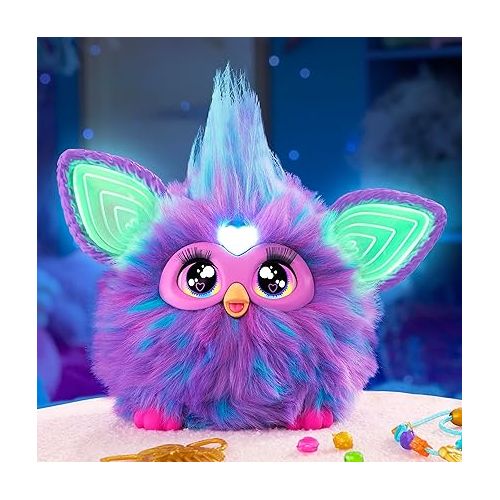 Furby Purple, 15 Fashion Accessories, Interactive Plush Toys for 6 Year Old Girls & Boys & Up, Voice Activated Animatronic, Medium