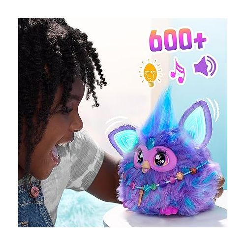  Furby Purple, 15 Fashion Accessories, Interactive Plush Toys for 6 Year Old Girls & Boys & Up, Voice Activated Animatronic, Medium