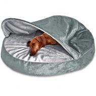 Furhaven Pet Dog Bed | Orthopedic Round Cuddle Nest Snuggery Burrow Blanket Pet Bed w/ Removable Cover for Dogs & Cats - Available in Multiple Colors & Styles