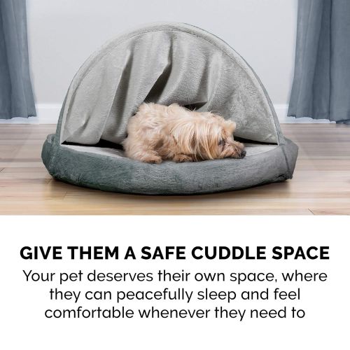  Furhaven Pet Dog Bed | Orthopedic Round Cuddle Nest Snuggery Burrow Blanket Pet Bed w/ Removable Cover for Dogs & Cats - Available in Multiple Colors & Styles