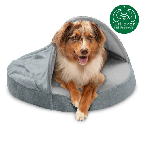  Furhaven Pet Dog Bed | Orthopedic Round Cuddle Nest Snuggery Burrow Blanket Pet Bed w/ Removable Cover for Dogs & Cats - Available in Multiple Colors & Styles