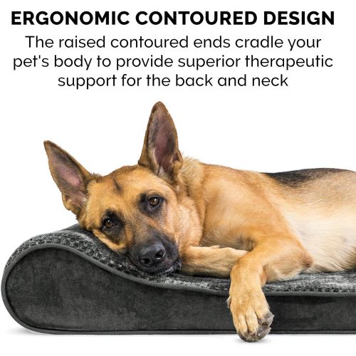  Furhaven Pet Dog Bed - Orthopedic Ultra Plush Faux Fur & Minky Topped Ergonomic Contour Luxe Lounger Cradle Mattress Pet Bed with Removable Cover - Available in Multiple Styles & C