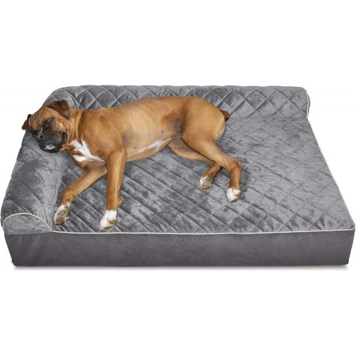  Furhaven Pet Dog Bed | Orthopedic Goliath Quilted Chaise Couch Pet Bed for Dogs & Cats, Espresso, 2XL