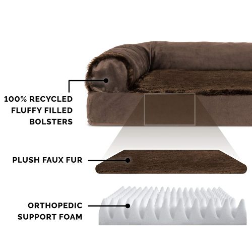  Furhaven Pet FurHaven Pet Dog Bed | Deluxe L-Shaped Chaise Lounge Pet Bed for Dogs & Cats - Available in Multiple Colors & Styles