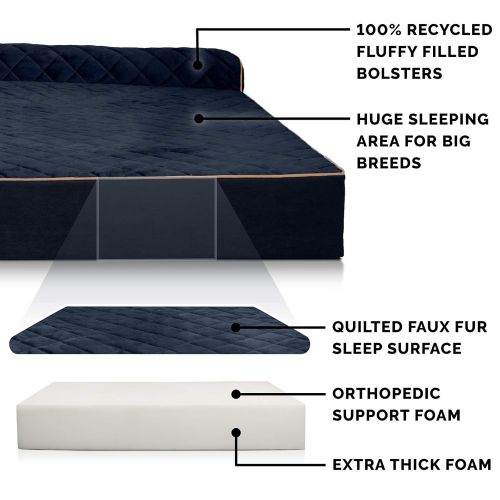  Furhaven Pet FurHaven Pet Dog Bed | Deluxe L-Shaped Chaise Lounge Pet Bed for Dogs & Cats - Available in Multiple Colors & Styles