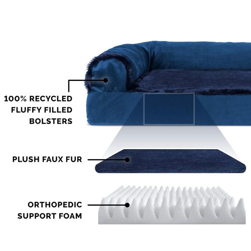  Furhaven Pet FurHaven Pet Dog Bed | Deluxe L-Shaped Chaise Lounge Pet Bed for Dogs & Cats - Available in Multiple Colors & Styles