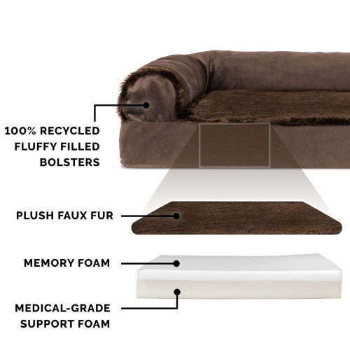  Furhaven Pet FurHaven Pet Dog Bed | Deluxe L-Shaped Chaise Lounge Pet Bed for Dogs & Cats - Available in Multiple Colors & Styles