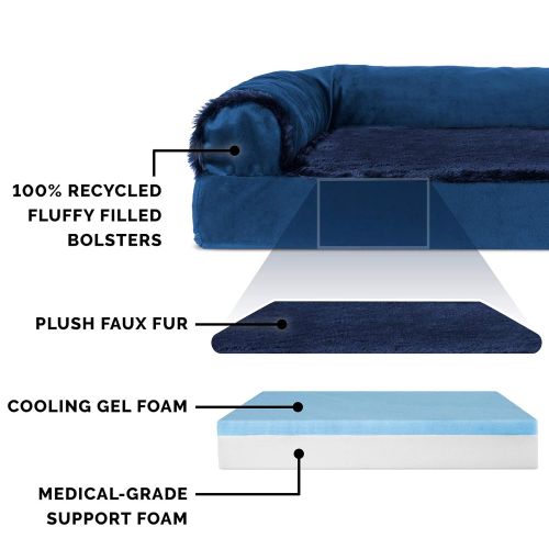  Furhaven Pet FurHaven Pet Dog Bed | Deluxe L-Shaped Chaise Lounge Pet Bed for Dogs & Cats - Available in Multiple Colors & Styles