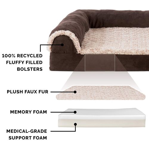  Furhaven Pet FurHaven Pet Dog Bed | Deluxe L-Shaped Chaise Lounge Pet Bed for Dogs & Cats - Available in Multiple Colors & Styles