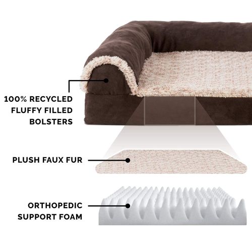  Furhaven Pet FurHaven Pet Dog Bed | Deluxe L-Shaped Chaise Lounge Pet Bed for Dogs & Cats - Available in Multiple Colors & Styles