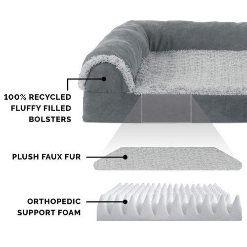  Furhaven Pet FurHaven Pet Dog Bed | Deluxe L-Shaped Chaise Lounge Pet Bed for Dogs & Cats - Available in Multiple Colors & Styles