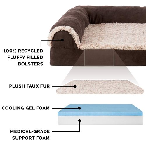  Furhaven Pet FurHaven Pet Dog Bed | Deluxe L-Shaped Chaise Lounge Pet Bed for Dogs & Cats - Available in Multiple Colors & Styles