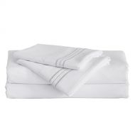 Furinno Angeland Vienne 4-Piece (4) Microfiber Bed Sheet and Pillowcase Set, Queen, White