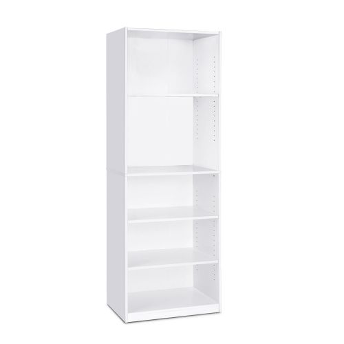  FURINNO JAYA Simply Home 5-Shelf Bookcase, 5-Tier, White