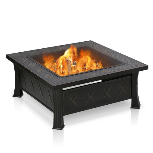  Furinno FPT17121 Outdoor Stylish Squre Fire Pit, Bronzed Black