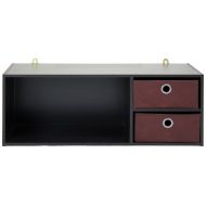 Furinno 10005EX/BR Wall-mounted Storage Shelf with 2 Bin Drawers, Espresso/Brown