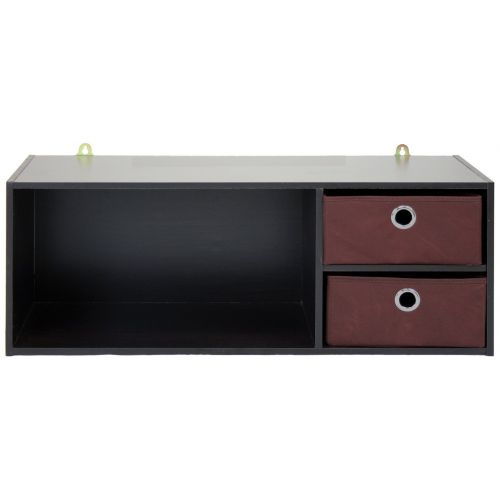  Furinno 10005EX/BR Wall-mounted Storage Shelf with 2 Bin Drawers, Espresso/Brown
