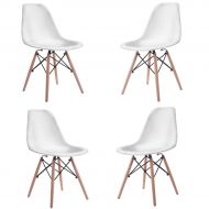 Furmax COSTWAY Set of 4 Eames Style Chair Mid Century Modern DSW Side Chair Wood Leg